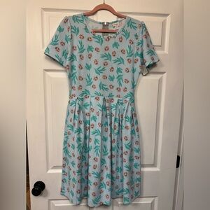 Lula Roe lady bug and Floral Short Sleeve Dress
